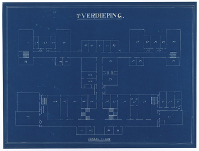 215031 Plattegrond van de eerste verdieping van het Stads- en Academisch Ziekenhuis (Catharijnesingel 15) te ...